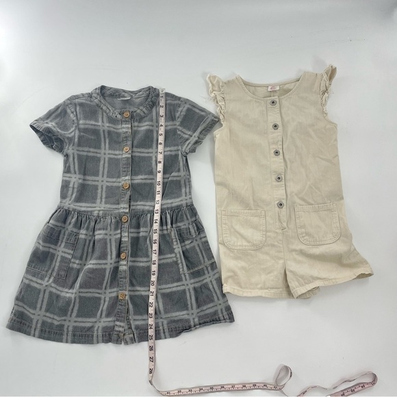 Bundle of 2 Wonder Nation Cotton Romper / Dresses neutral minimalist size 6/ 6X - Picture 2 of 8